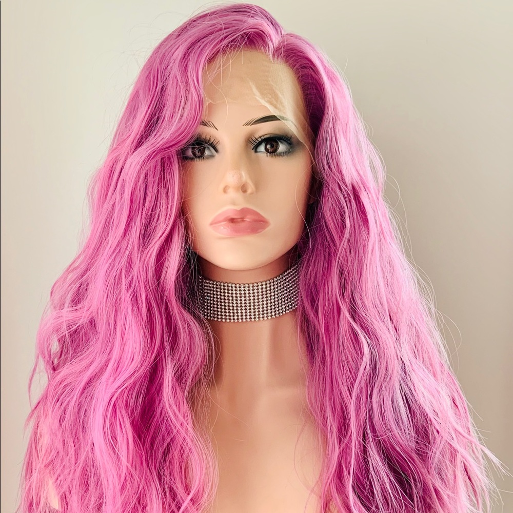 Gorgeous 24” Pink Berry 13x2.5 Lace Front Premium Fiber Wig for Daily Wear/Event